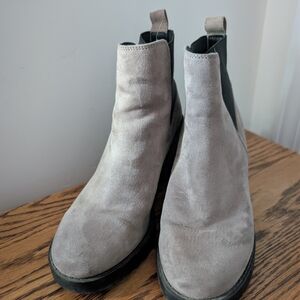 Divided Light Gray Suede Chelsea Booties